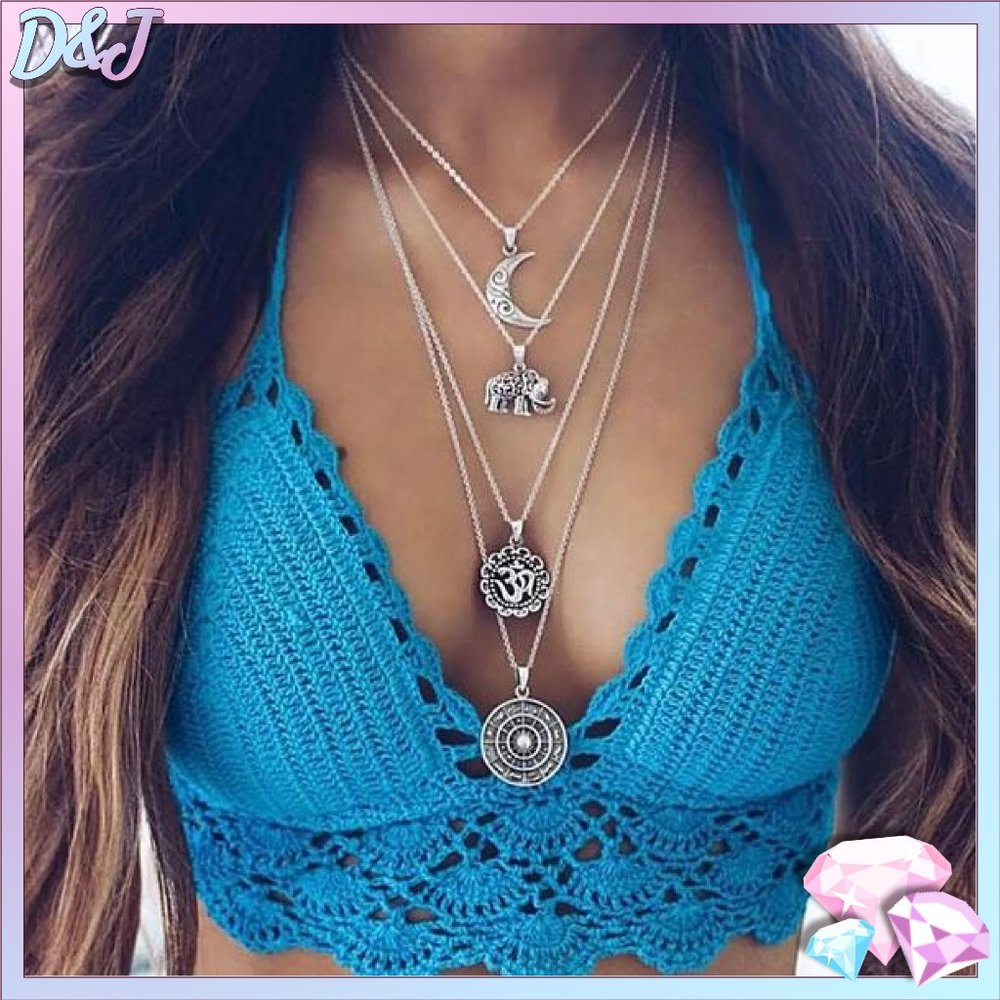 💎✨ Boho 🐘 Layered 🌙 Necklace
